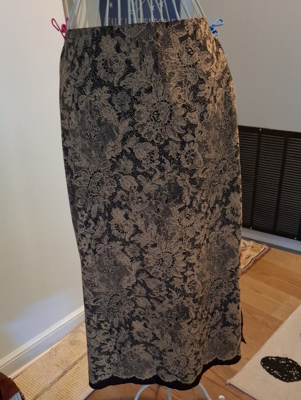 villager 90s Whimsigoth Floral Lace Print Overlay Skirt, Sz 18